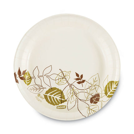 Pathways Soak-Proof Shield Mediumweight Paper Plates, Wisesize, 8.5" Dia, Green/burgundy, 125/pack, 4 Packs/carton