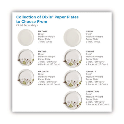 Pathways Soak-Proof Shield Mediumweight Paper Plates, 8.5" dia, Green/Burgundy, 1,000/Carton