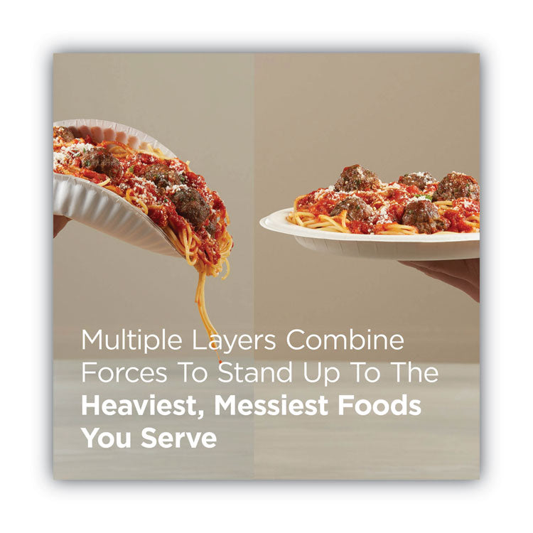 Pathways Soak Proof Shield Heavyweight Paper Plates, WiseSize, 10.13" dia, Green/Burgundy, 500/Carton