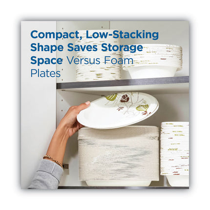 Pathways Soak Proof Shield Heavyweight Paper Plates, WiseSize, 10.13" dia, Green/Burgundy, 500/Carton
