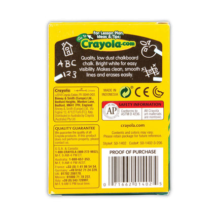 Nontoxic Anti-Dust Chalk, 3" x 0.31" Diameter, White, 12 Sticks/Box