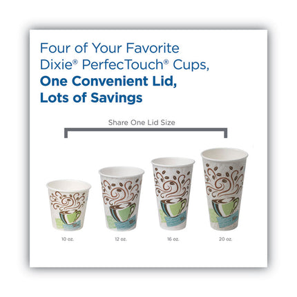 Dome Drink-Thru Lids, Fits 10 oz to 20 oz Dixie Hot Cups, Plastic, White, 100/Pack