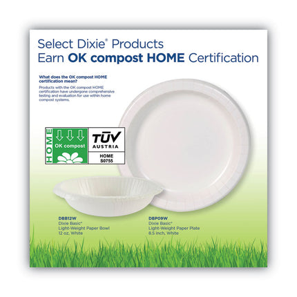 Paper Dinnerware, Plate, 8.5" dia, White, 125/Pack