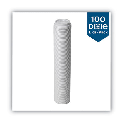 Dome Drink-Thru Lids, Fits 10 oz to 20 oz Dixie Hot Cups, Plastic, White, 100/Pack