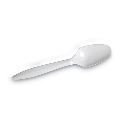 Plastic Cutlery, Mediumweight Spoon, White, 1,000/Carton
