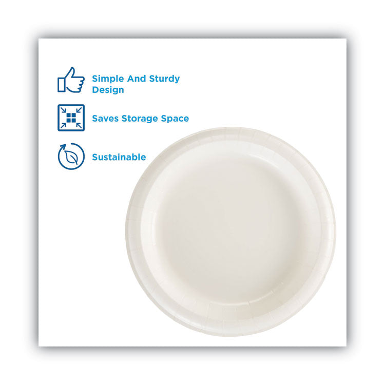 Paper Dinnerware, Plate, 8.5" dia, White, 125/Pack
