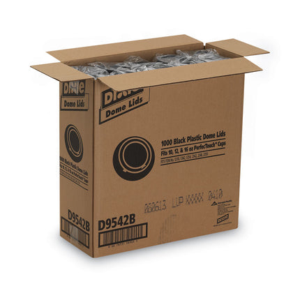 Drink-Thru Lids, Fits 10 oz to 20 oz Hot Cups, Plastic, Black, 1,000/Carton