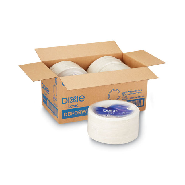 Paper Dinnerware, Plate, 8.5" dia, White, 125/Pack, 4/Carton