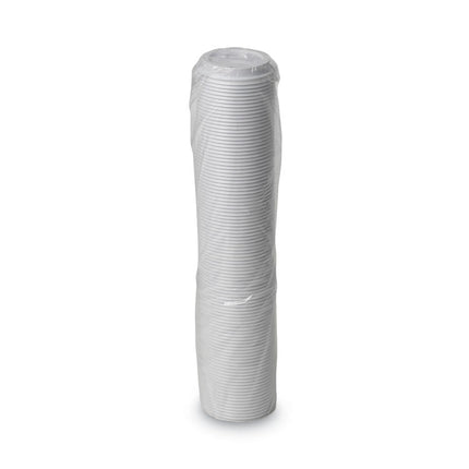 Dome Drink-Thru Lids, Fits 10 oz to 20 oz Dixie Hot Cups, Plastic, White, 100/Pack