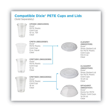 Cold Drink Cup Lids, Fits 9 oz to 12 oz Cold Cups, Plastic, Clear, 100/Sleeve, 10 Sleeves/Carton