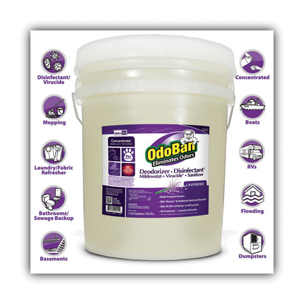 Concentrated Odor Eliminator And Disinfectant, Lavender Scent, 5 Gal Pail