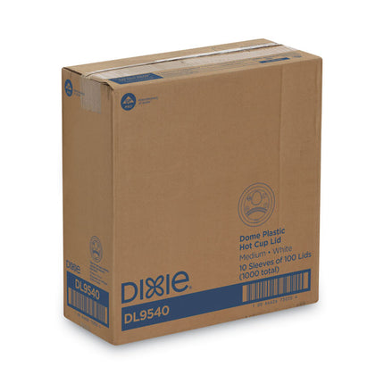 Sip-Through Dome Hot Drink Lids, Fits 10 oz Hot Cups, Plastic, White, 100/Pack