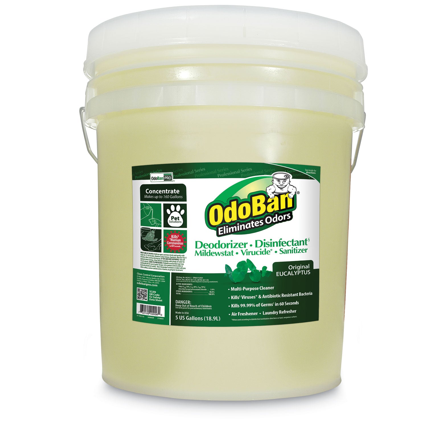 Concentrated Odor Eliminator And Disinfectant, Eucalyptus, 5 Gal Pail
