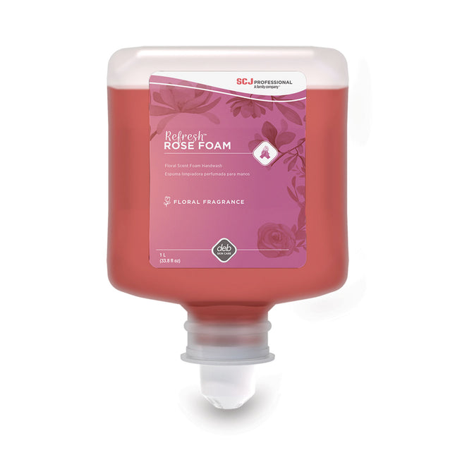Refresh Foaming Hand Soap Manual Cartridge Refill, Rose Scent, 1 L, 6/Carton