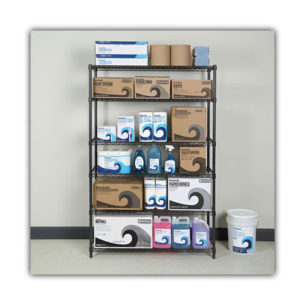 Nsf Certified 6-Shelf Wire Shelving Kit, 48w X 18d X 72h, Black Anthracite