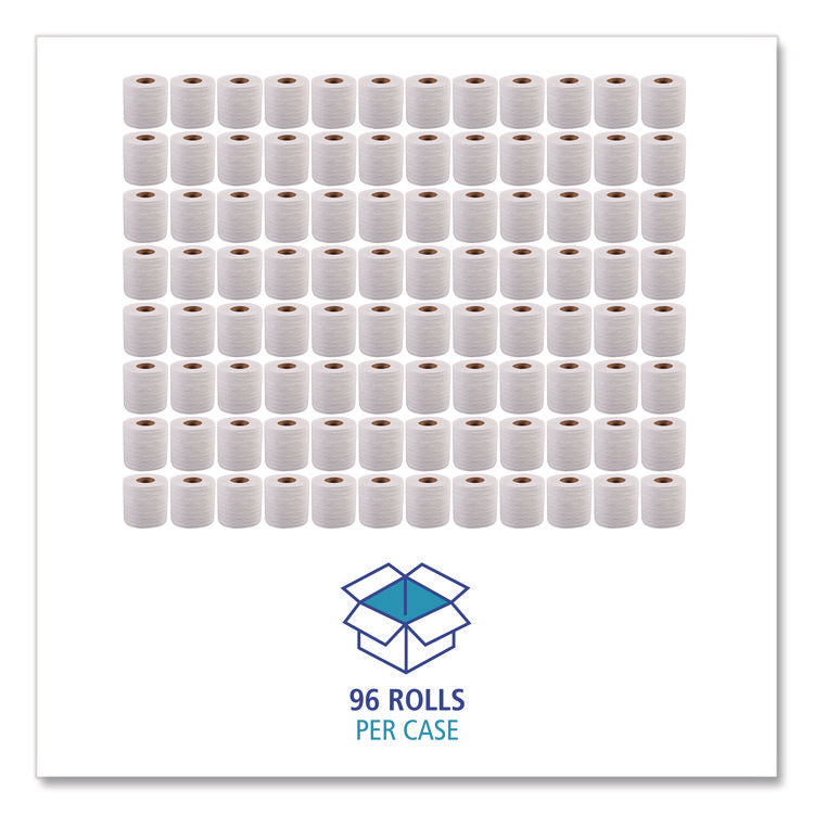 2-Ply Toilet Tissue, Standard, Septic Safe, White, 4 x 3, 500 Sheets/Roll, 96 Rolls/Carton