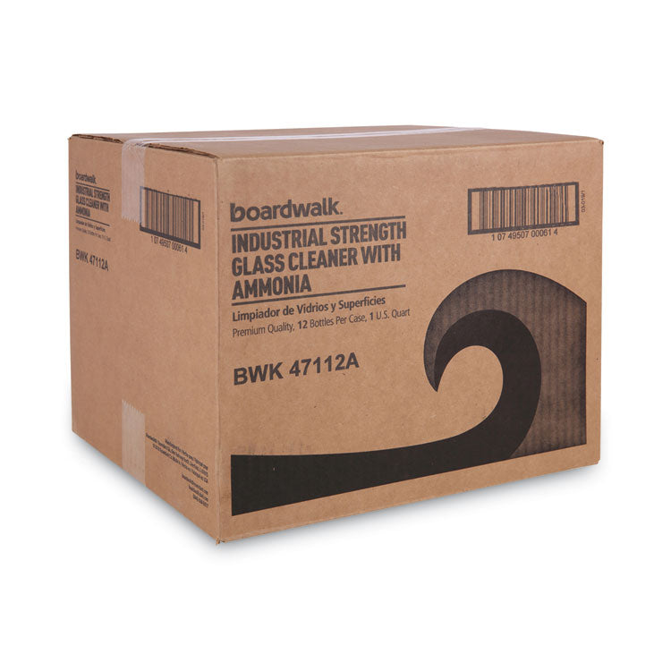 Industrial Strength Glass Cleaner with Ammonia, Unscented, 32 oz Trigger Spray Bottle, 12/Carton