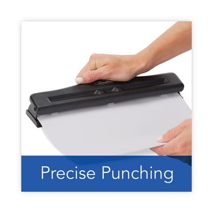 11-Sheet Commercial Adjustable Desktop Two- To Three-Hole Punch, 9/32" Holes, Black