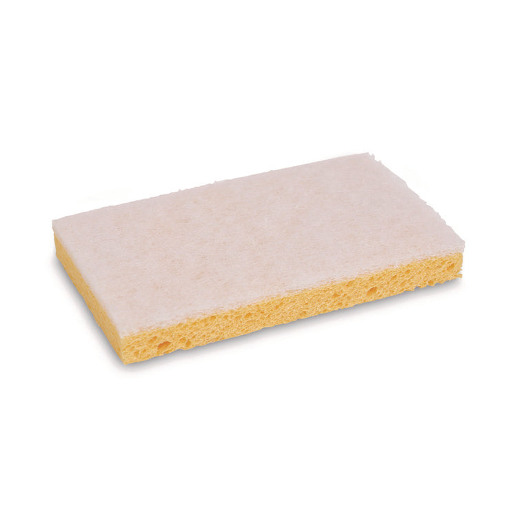 Light-Duty Scrubbing Sponge, Individually Wrapped, 3.6 x 6.1, 0.7" Thick, Yellow/White, 20/Carton