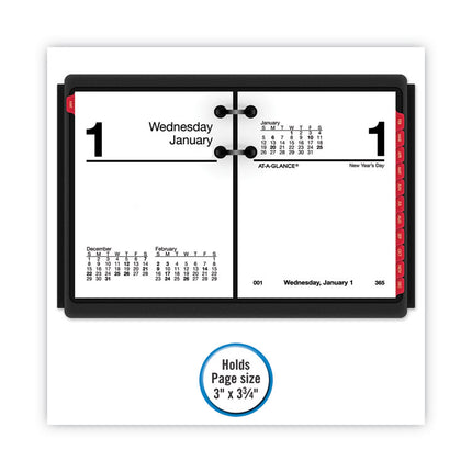 Desk Calendar Base for Loose-Leaf Refill, 3 x 3.75, Black