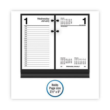 Desk Calendar Base for Loose-Leaf Refill, 3.5 x 6, Black