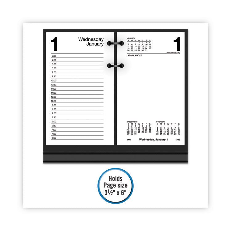 Desk Calendar Base for Loose-Leaf Refill, 3.5 x 6, Black
