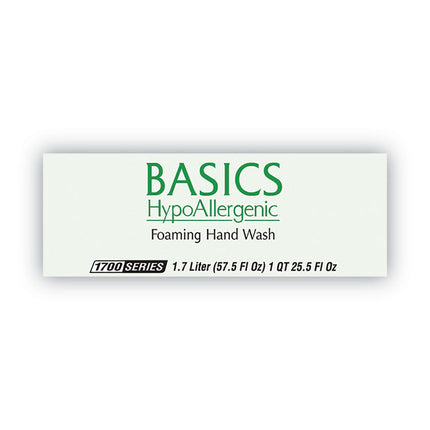 Basics Hypoallergenic Foaming Hand Wash Refill for 1700 Dispenser, with Vitamin E, Honeysuckle Scent, 1.7 L, 3/Carton