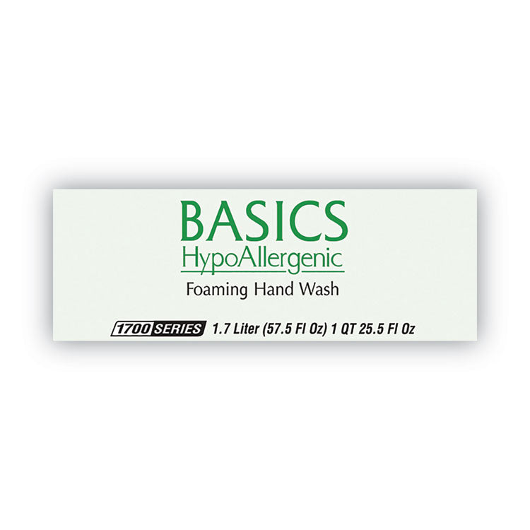 Basics Hypoallergenic Foaming Hand Wash Refill for 1700 Dispenser, with Vitamin E, Honeysuckle Scent, 1.7 L, 3/Carton