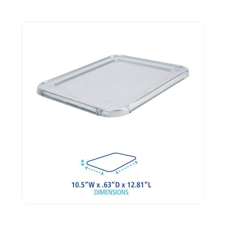 Aluminum Steam Table Pan Lids, Fits Half-Size Deep Pan, 290 Gauge, 0.63" Deep, 10.5 x 12.81, 100/Carton