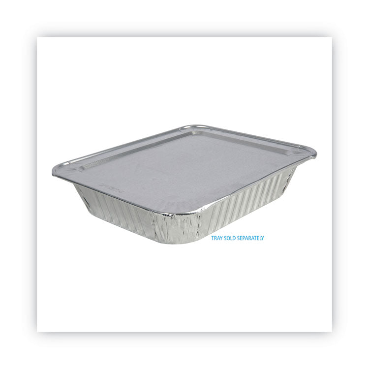 Aluminum Steam Table Pan Lids, Fits Half-Size Deep Pan, 290 Gauge, 0.63" Deep, 10.5 x 12.81, 100/Carton