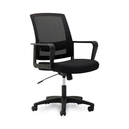 Mesh Mid-Back Chair, Supports Up To 225 Lb, 17" To 21.5" Seat Height, Black