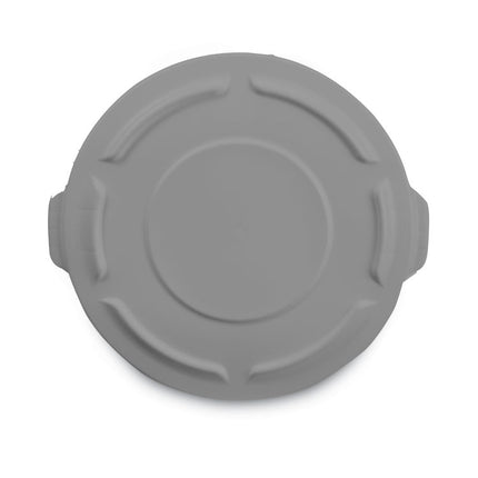 BRUTE Self-Draining Flat Top Lids for 55 gal Round BRUTE Containers, 26.75" Diameter, Gray