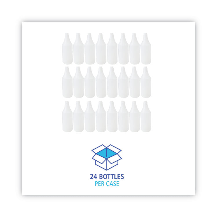 Embossed Plastic Spray Bottle, 32 oz, Clear, 24/Carton
