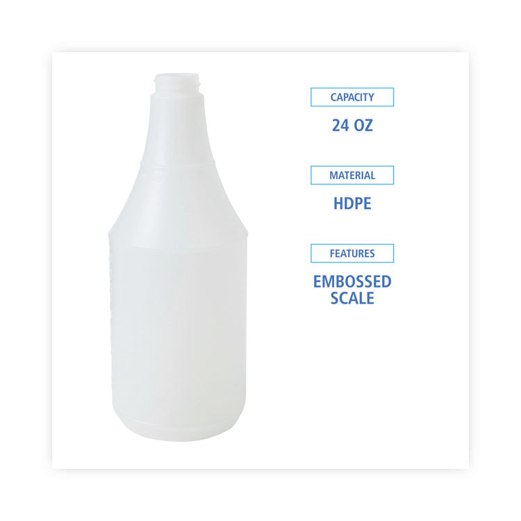 Embossed Plastic Spray Bottle, 24 oz, Clear, 24/Carton