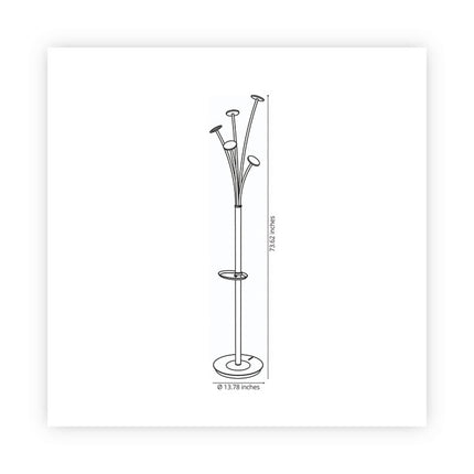 Festival Coat Stand with Umbrella Holder, Five Knobs, 14w x 14d x 73.67h, Black
