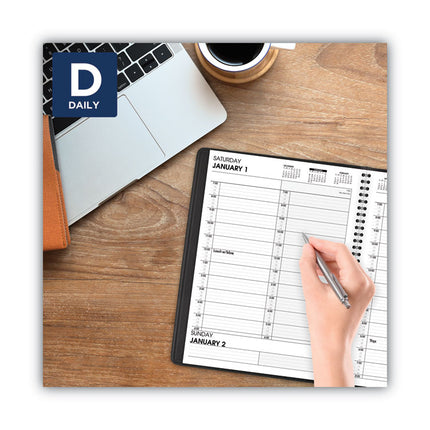 Two-Person Group Daily Appointment Book, 11 x 8, Black Cover, 12-Month (Jan to Dec): 2025