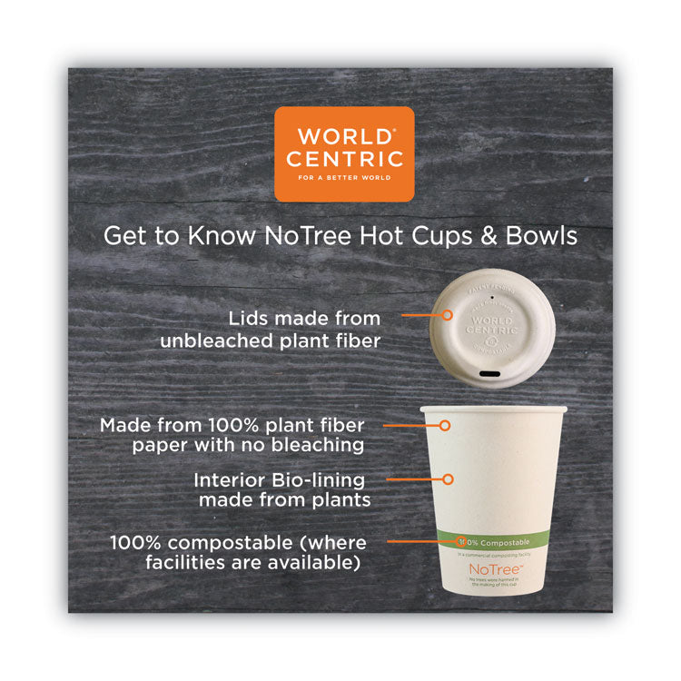 No Tree Paper Bowls, 32 oz, 4.4" Diameter x 5.8" h, Natural, Sugarcane, 500/Carton
