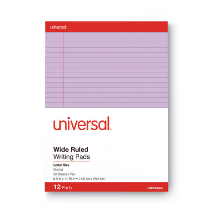 Colored Perforated Ruled Writing Pads, Wide/legal Rule, 50 Orchid 8.5 X 11 Sheets, Dozen