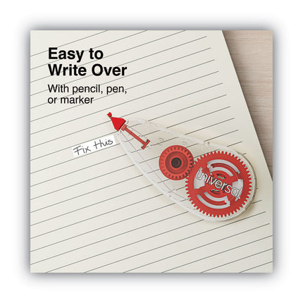 Correction Tape Dispenser, Non-Refillable, Transparent Red Applicator, 0.2" x 315", 2/Pack