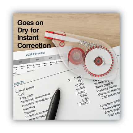 Side-Application Correction Tape, Non-Refillable, Transparent Gray/Red Applicator, 0.2" x 393", 10/Pack