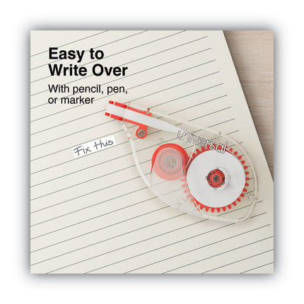 Side-Application Correction Tape, Non-Refillable, Transparent Gray/Red Applicator, 0.2" x 393", 10/Pack