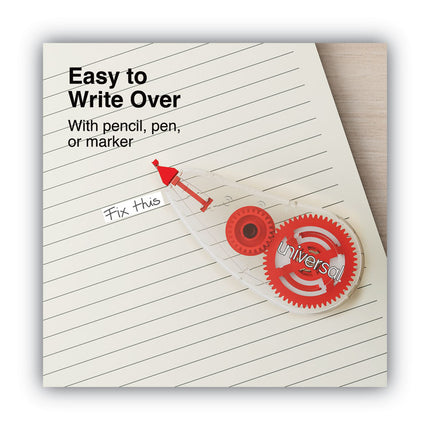 Correction Tape Dispenser, Non-Refillable, Transparent Red Applicator, 0.2" x 315", 10/Pack