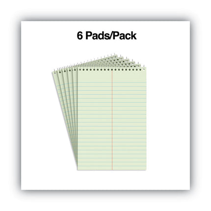 Steno Pads, Gregg Rule, Red Cover, 80 Green-Tint 6 X 9 Sheets, 6/pack
