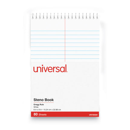 Steno Pads, Gregg Rule, Red Cover, 80 White 6 X 9 Sheets