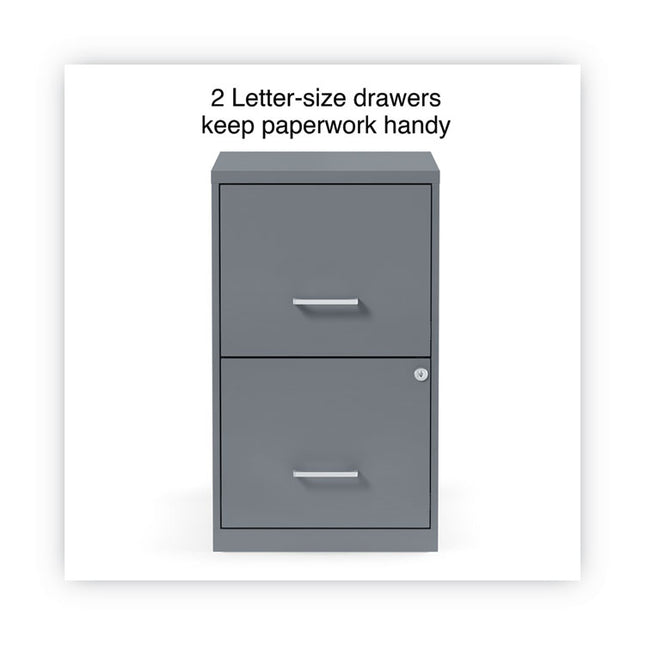 Soho Vertical File Cabinet, 2 Drawers: File/file, Letter, Charcoal, 14" X 18" X 24.1"