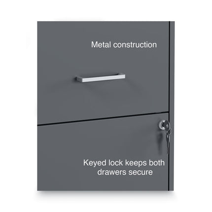 Soho Vertical File Cabinet, 2 Drawers: File/file, Letter, Charcoal, 14" X 18" X 24.1"