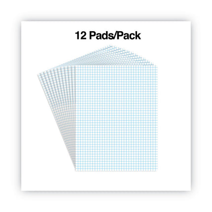 Quadrille-Rule Glue Top Pads, Quadrille Rule (4 Sq/in), 50 White 8.5 X 11 Sheets, Dozen