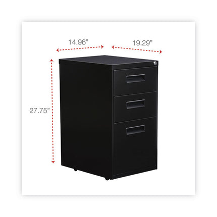 File Pedestal, Left Or Right, 3-Drawers: Box/box/file, Legal/letter, Black, 14.96" X 19.29" X 27.75"