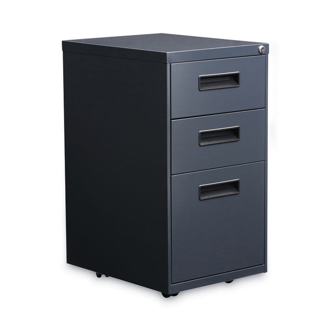 File Pedestal, Left Or Right, 3-Drawers: Box/box/file, Legal/letter, Charcoal, 14.96" X 19.29" X 27.75"
