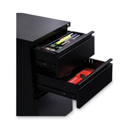 File Pedestal With Full-Length Pull, Left Or Right, 3-Drawers: Box/box/file, Legal/letter, Black, 14.96" X 19.29" X 27.75"